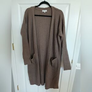 Grace & Lace Long Cardigan Cozy Warm Neutral Fall Classic Size L